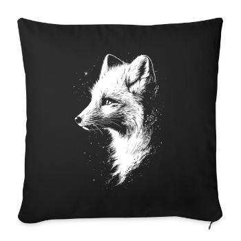 Polarfuchs Schneefuchs Eisfuchs Süßer Weißer Fuchs - Sofakissenbezug 45 x 45 cm - Schwarz - Vorne