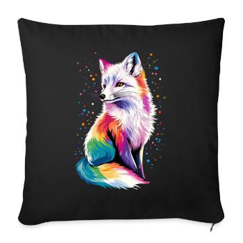 Polarfuchs Schneefuchs Eisfuchs Süßer Weißer Fuchs - Sofakissenbezug 45 x 45 cm - Schwarz - Vorne