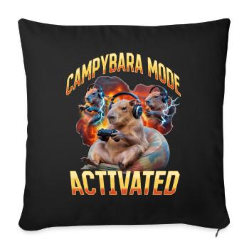 Joueur Drôle de Capybara - Housse de coussin décorative 45 x 45 cm - noir - Devant