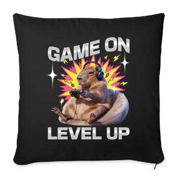 Funny Gaming Gamer Capybara - Sofa pillowcase 17,3'' x 17,3'' (45 x 45 cm) - black - Front