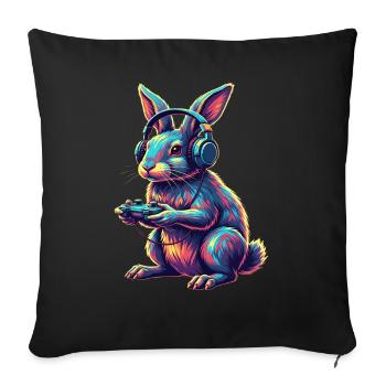 Jeux de lapins Jeux vidéo d’animaux Plaisir - Housse de coussin décorative 45 x 45 cm - noir - Devant