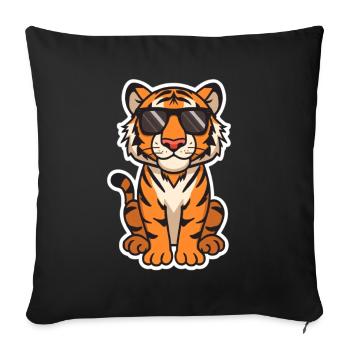 Tiger illustration with sunglasses - Sofa pillowcase 17,3'' x 17,3'' (45 x 45 cm) - black - Front