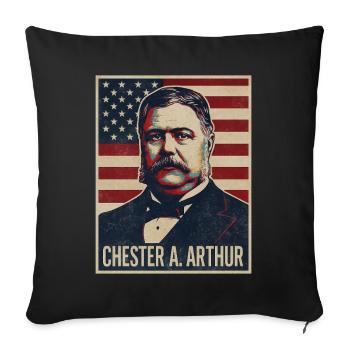 Chester A Arthur Président des États-Unis - Housse de coussin décorative 45 x 45 cm - noir - Devant