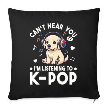 K-Pop Welpe – Süßes Hund & Musik Fan Design - Sofakissenbezug 45 x 45 cm - Schwarz - Vorne