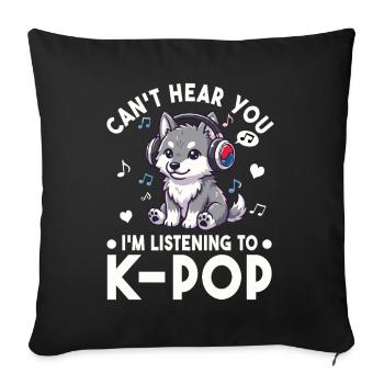 K-Pop Wolf Puppy – Déclaration de fan de Sweet Music - Housse de coussin décorative 45 x 45 cm - noir - Devant