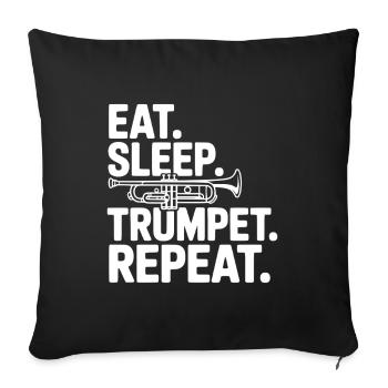 Eat. Sleep. Trumpet. Repeat. - Sofa pillowcase 17,3'' x 17,3'' (45 x 45 cm) - black - Front