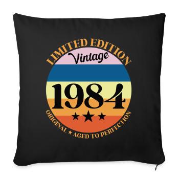 1984 Anniversaire Vintage Cadeau d'Anniversaire 84 - Housse de coussin décorative 45 x 45 cm - noir - Devant