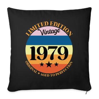 1979 Anniversaire Vintage Cadeau d'Anniversaire 79 - Housse de coussin décorative 45 x 45 cm - noir - Devant