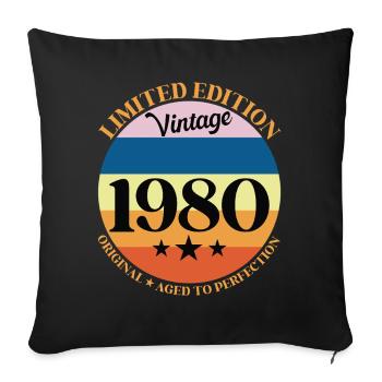 1980 Vintage Birthday Gift 80's - Sofa pillowcase 17,3'' x 17,3'' (45 x 45 cm) - black - Front