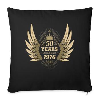 Couronne Unique Angel Vintage 1976 Wing - Housse de coussin décorative 45 x 45 cm - noir - Devant