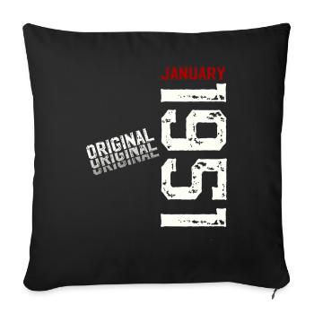 75e anniversaire Original janvier Né en 1951 - Housse de coussin décorative 45 x 45 cm - noir - Devant