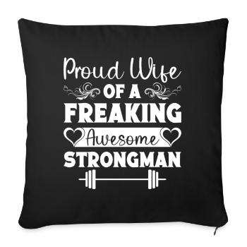Épouse fière de l’incroyable Strongman Gym - Housse de coussin décorative 45 x 45 cm - noir - Devant