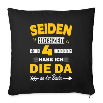 4e anniversaire de mariage en disant 4 ans de mariage Mariage en soie - Housse de coussin décorative 45 x 45 cm - noir - Devant