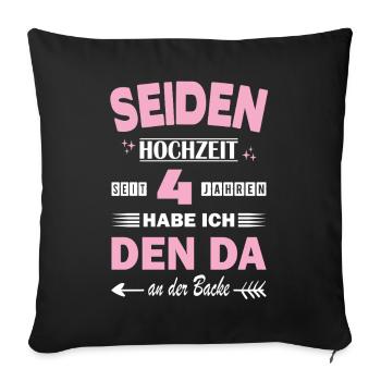 Mariage en soie, 4e anniversaire de mariage, épouse - Housse de coussin décorative 45 x 45 cm - noir - Devant