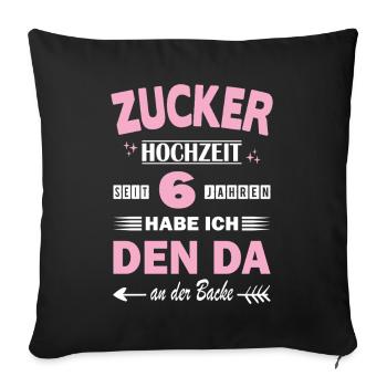Mariage de sucre 6e anniversaire de mariage Épouse - Housse de coussin décorative 45 x 45 cm - noir - Devant