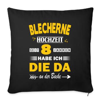 Mariage en Étain 8 anniversaire de mariage mari - Housse de coussin décorative 45 x 45 cm - noir - Devant