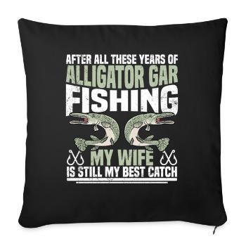  Alligator Gar Fishing Net Rod and Reel Combo - Sofa pillowcase 17,3'' x 17,3'' (45 x 45 cm) - black - Front
