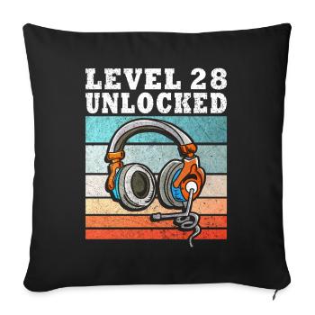 Level 28 Unlocked Kopfhörer Motiv - Sofakissenbezug 45 x 45 cm - Schwarz - Vorne