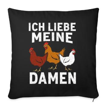 I love my ladies hens - Sofa pillowcase 17,3'' x 17,3'' (45 x 45 cm) - black - Front