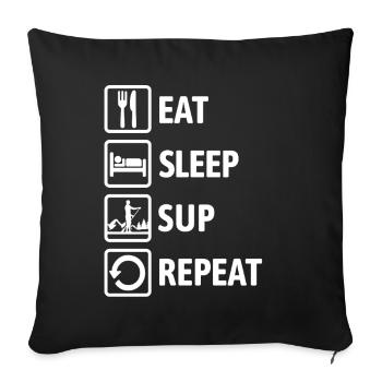 Mange, Dors, SUP, Répétez - Standup Paddling - Housse de coussin décorative 45 x 45 cm - noir - Devant