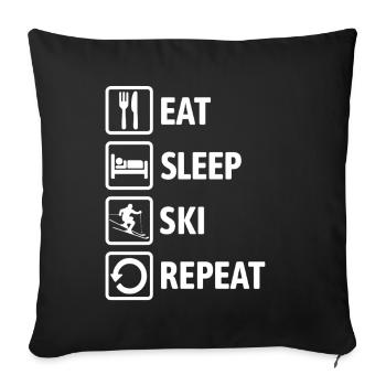 Eat Sleep Ski Repeat - Ski - Ski - Sofa pillowcase 17,3'' x 17,3'' (45 x 45 cm) - black - Front