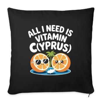 Chypre Tout ce dont j’ai besoin, c’est de vitamines Chypre Drapeau chypriote - Housse de coussin décorative 45 x 45 cm - noir - Devant