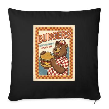 Burgers World Famous Open 24 Hrs Bears Diner - Sofa pillowcase 17,3'' x 17,3'' (45 x 45 cm) - black - Front
