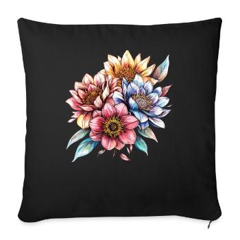 Water-coloured flower bouquet - Sofa pillowcase 17,3'' x 17,3'' (45 x 45 cm) - black - Front