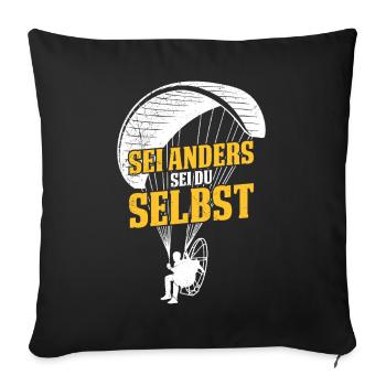 Parapente SOIS DIFFÉRENT, SOIS TOI-MÊME Amuse-toi - Housse de coussin décorative 45 x 45 cm - noir - Devant