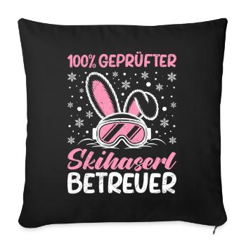Skieur 100 % SUPERVISEUR SKIEUR CERTIFIÉ DRÔLE - Housse de coussin décorative 45 x 45 cm - noir - Devant