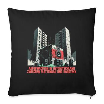 Hardtekk Tekke Ostdeutschland Plattenbau - Sofa pillowcase 17,3'' x 17,3'' (45 x 45 cm) - black - Front