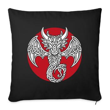 White Celtic Dragon on Red - Sofa pillowcase 17,3'' x 17,3'' (45 x 45 cm) - black - Front