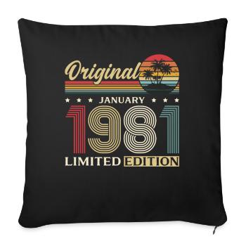45e anniversaire Original janvier 1981 - Housse de coussin décorative 45 x 45 cm - noir - Devant