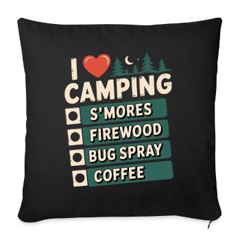 Ich liebe Camping Smores Brennholz-Insektenspray Kaffee - Sofakissenbezug 45 x 45 cm - Schwarz - Vorne