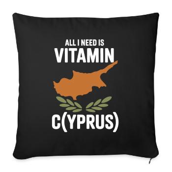 Chypre Tout ce dont j’ai besoin, c’est de vitamines Chypre Drapeau chypriote - Housse de coussin décorative 45 x 45 cm - noir - Devant