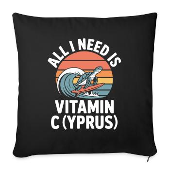 Chypre Tout ce dont j’ai besoin, c’est de vitamines Chypre Drapeau chypriote - Housse de coussin décorative 45 x 45 cm - noir - Devant