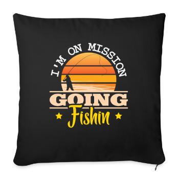 Fisherman Fish Fishing Sayings Funny Angler - Sofa pillowcase 17,3'' x 17,3'' (45 x 45 cm) - black - Front