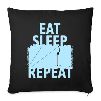 Ankerlift | Eat Sleep Lift Repeat | Skiing - Sofa pillowcase 17,3'' x 17,3'' (45 x 45 cm) - black - Front