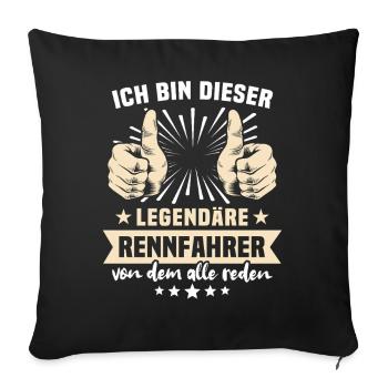 Rennfahrer Sprüche - Sofakissenbezug 45 x 45 cm - Schwarz - Vorne