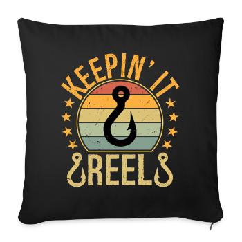 Youth Fishing Shirt Keeping It Reel Cool Dad - Sofa pillowcase 17,3'' x 17,3'' (45 x 45 cm) - black - Front