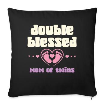 Maman jumelle double bénie - Housse de coussin décorative 45 x 45 cm - noir - Devant