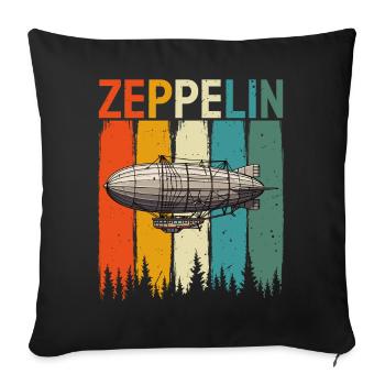 Retro Zeppelin Airship Vintage Rock Style  - Sofa pillowcase 17,3'' x 17,3'' (45 x 45 cm) - black - Front