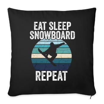 Eat Sleep Snowboard Repeat - Sofa pillowcase 17,3'' x 17,3'' (45 x 45 cm) - black - Front