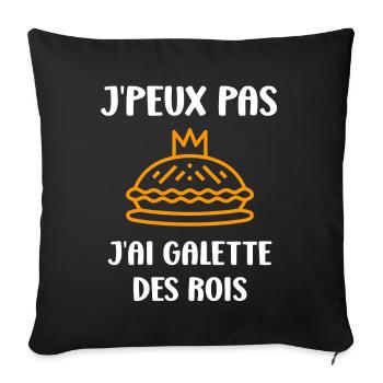Humour galette des rois - Housse de coussin décorative 45 x 45 cm - noir - Devant