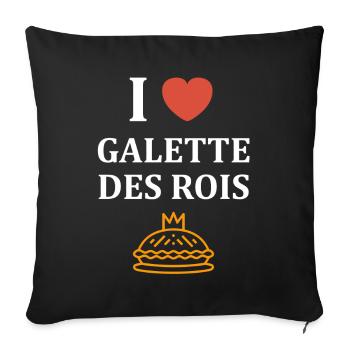 Humour galette des rois - Housse de coussin décorative 45 x 45 cm - noir - Devant