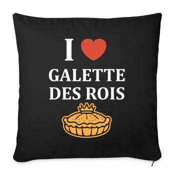 Humour galette des rois - Housse de coussin décorative 45 x 45 cm - noir - Devant