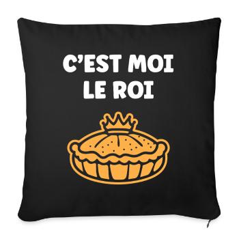 Humour galette des rois - Housse de coussin décorative 45 x 45 cm - noir - Devant