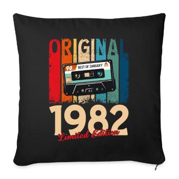 44th Birthday Cassette January 1982 - Sofa pillowcase 17,3'' x 17,3'' (45 x 45 cm) - black - Front