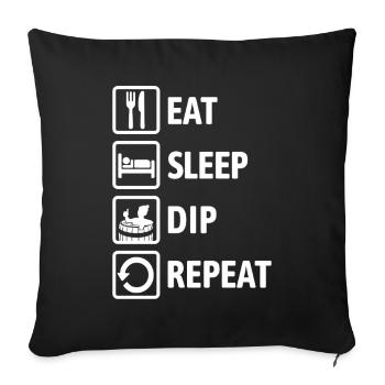 Mange, dors, trempe, répète - Bain de glace - Bain d’hiver - Housse de coussin décorative 45 x 45 cm - noir - Devant