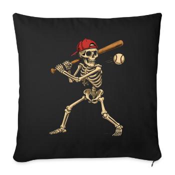 Squelette joueur de baseball - Housse de coussin décorative 45 x 45 cm - noir - Devant